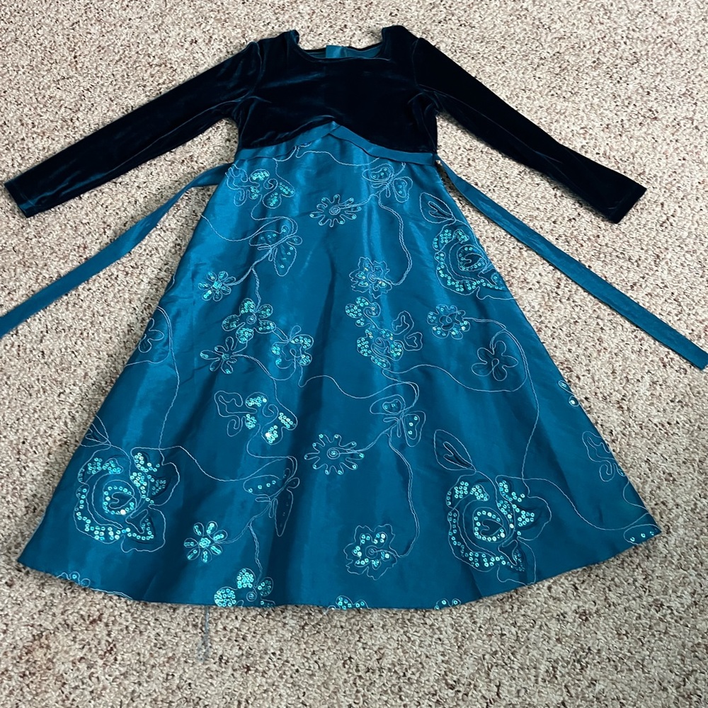 Girls teal formal dress